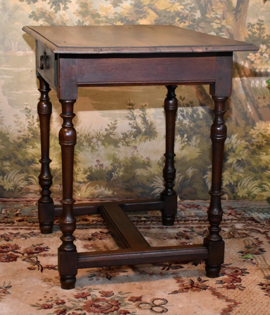 Small Side Table, Small Desk Or Louis XIII - Louis XIV Style Flying Furniture In Oak-photo-3