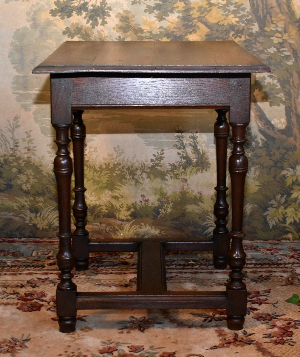 Small Side Table, Small Desk Or Louis XIII - Louis XIV Style Flying Furniture In Oak-photo-4