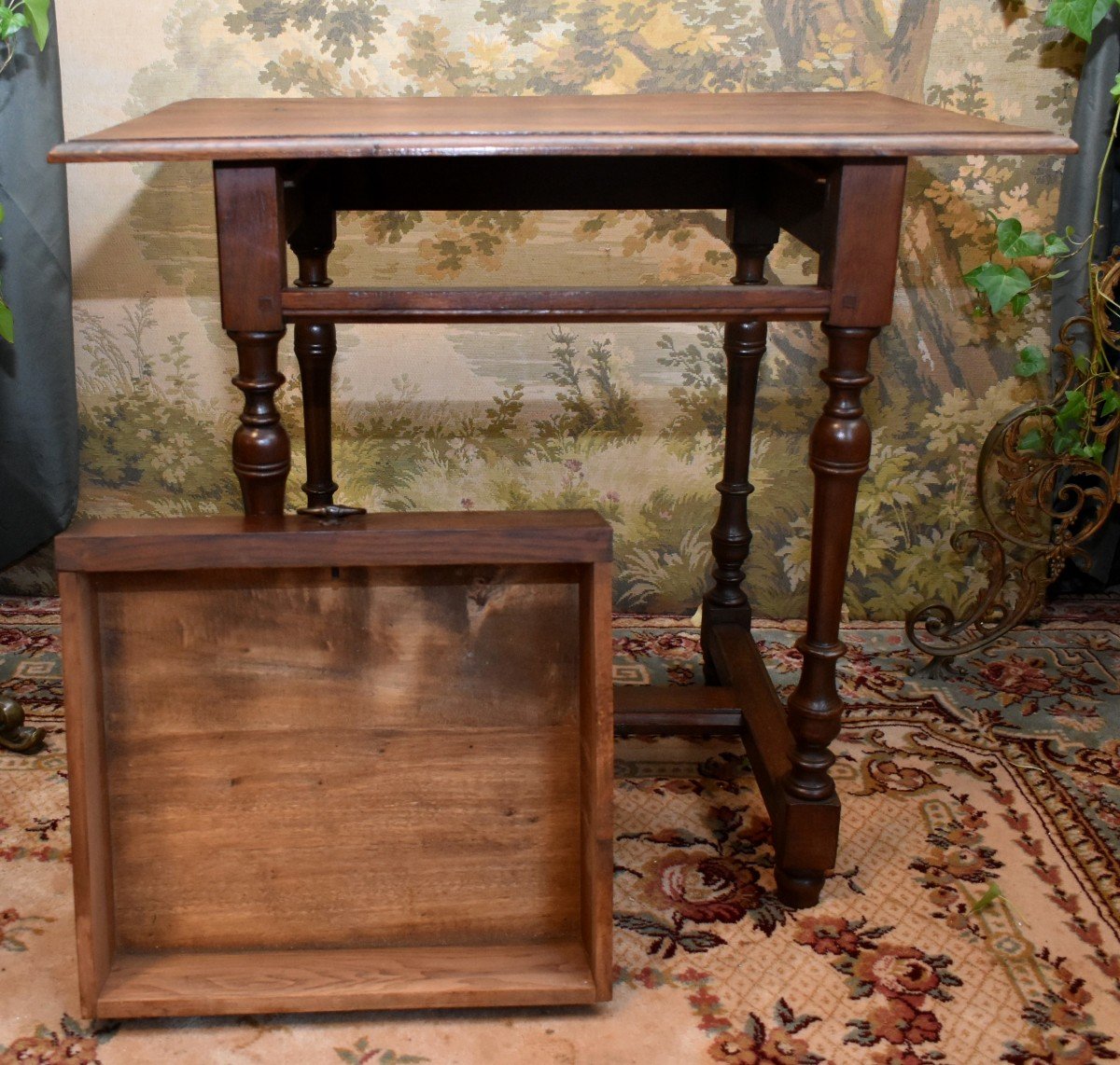 Small Side Table, Small Desk Or Louis XIII - Louis XIV Style Flying Furniture In Oak-photo-8