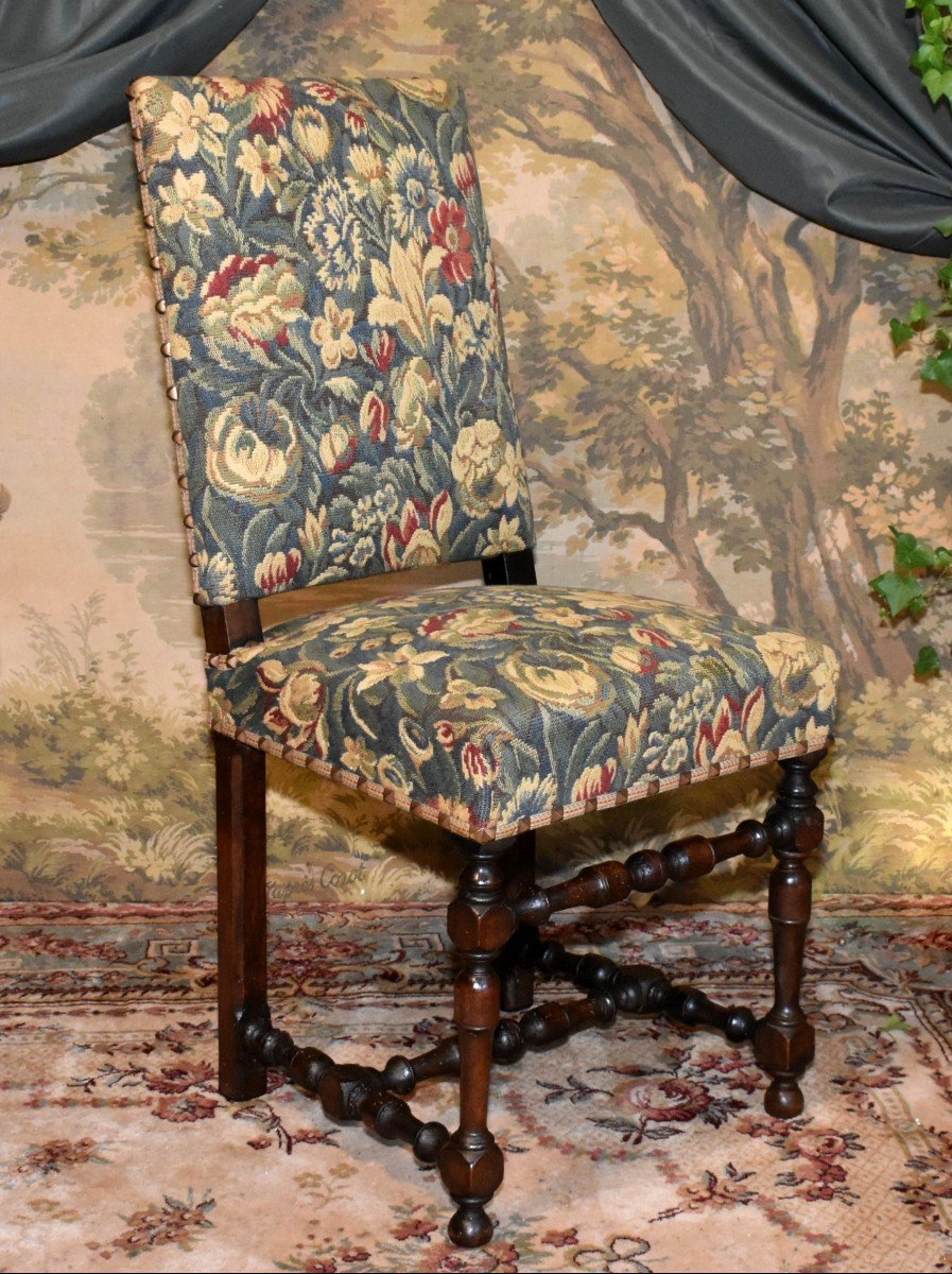 Louis XIII - Louis XIV Style Chair In Walnut -photo-2