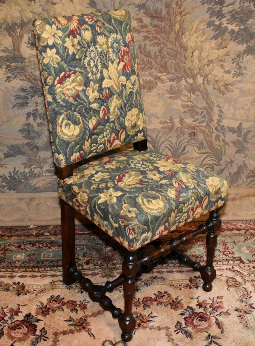 Louis XIII - Louis XIV Style Chair In Walnut -photo-4