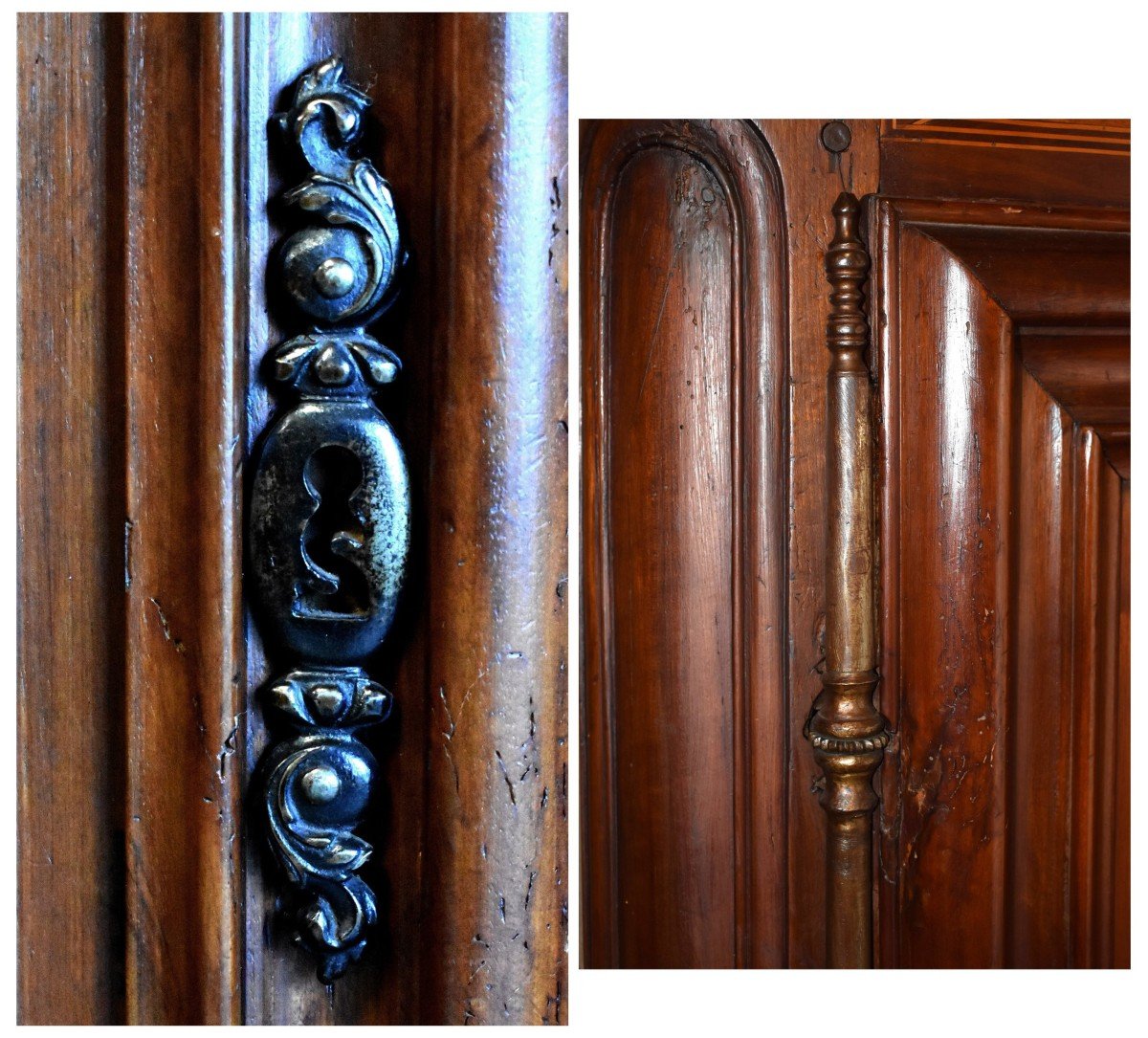 Armoire Louis XIV En Noyer, Loupe Et  Ronce , Motifs  Marqueterie De Bois divers, époque XVIIIe-photo-5