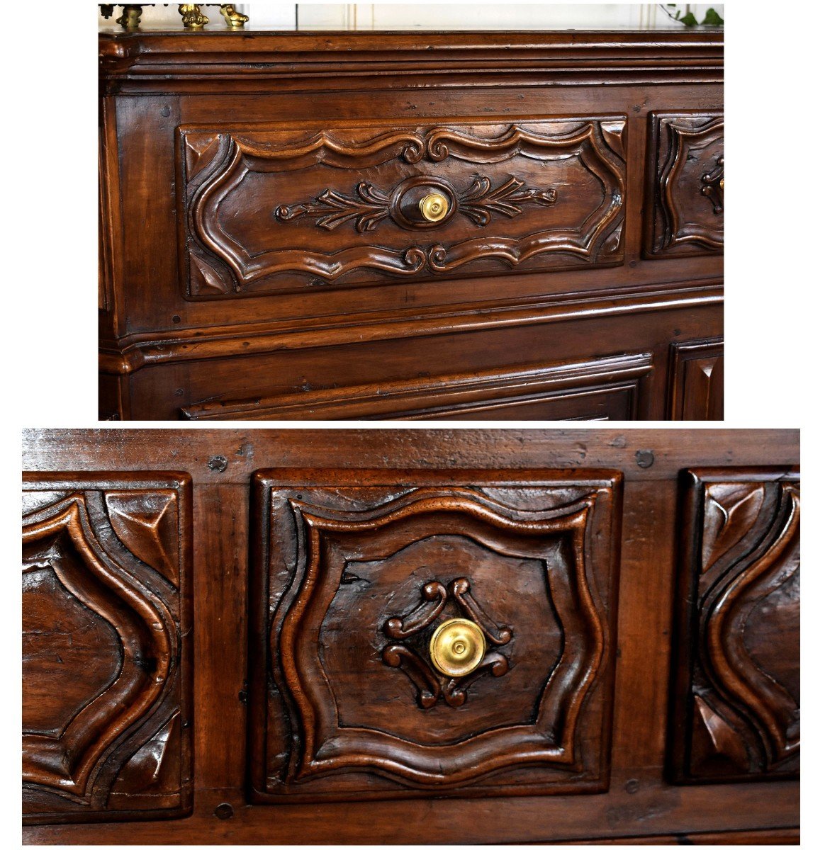 Important Low Buffet At Support Height In Solid Walnut, End Of The 17th, Beginning Of The 18th Century  -photo-4