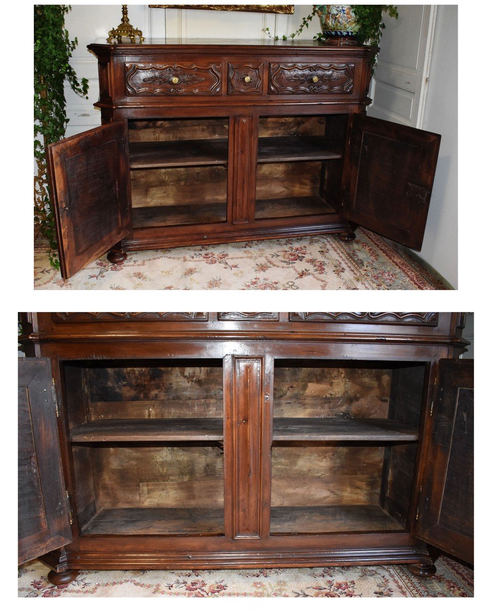 Important Low Buffet At Support Height In Solid Walnut, End Of The 17th, Beginning Of The 18th Century  -photo-7