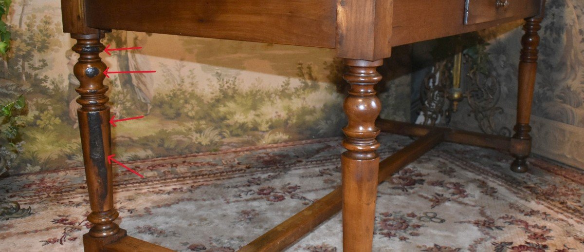 Table pour Bureau  de milieu ou table de ferme en cerisier pour  salle à manger, 1 Tiroir      -photo-8