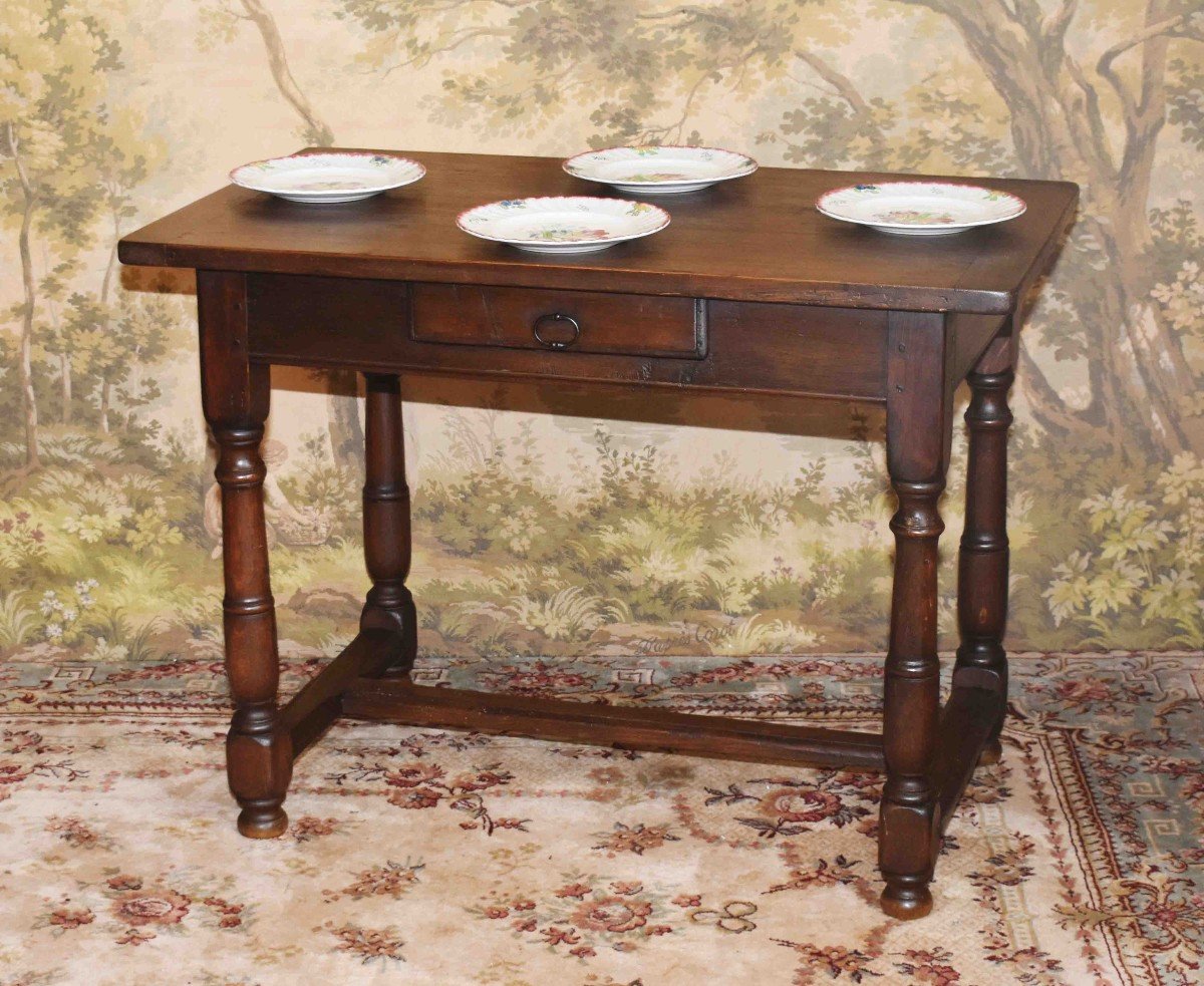 Writing Table, Desk, Kitchen Or Dining Room Table, Louis XIII Style Oak Console-photo-4