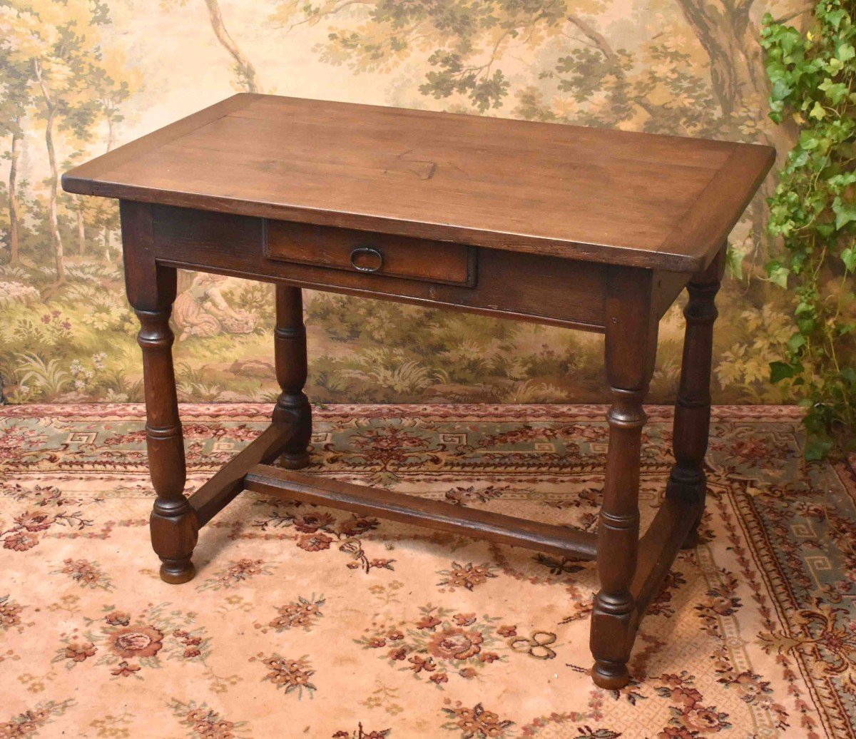 Writing Table, Desk, Kitchen Or Dining Room Table, Louis XIII Style Oak Console-photo-3