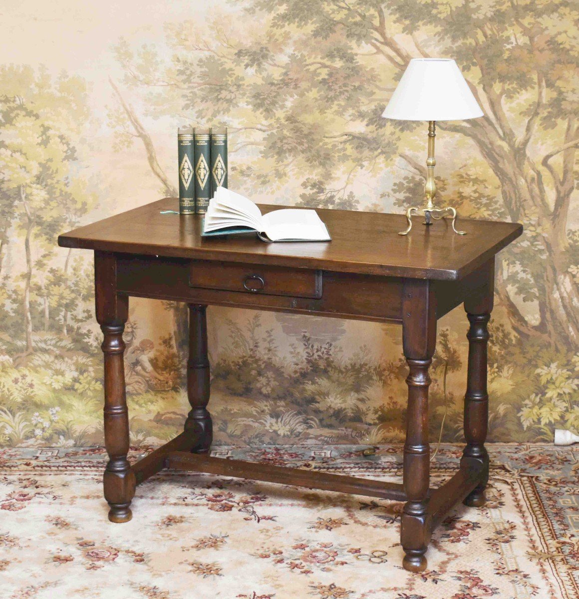 Writing Table, Desk, Kitchen Or Dining Room Table, Louis XIII Style Oak Console