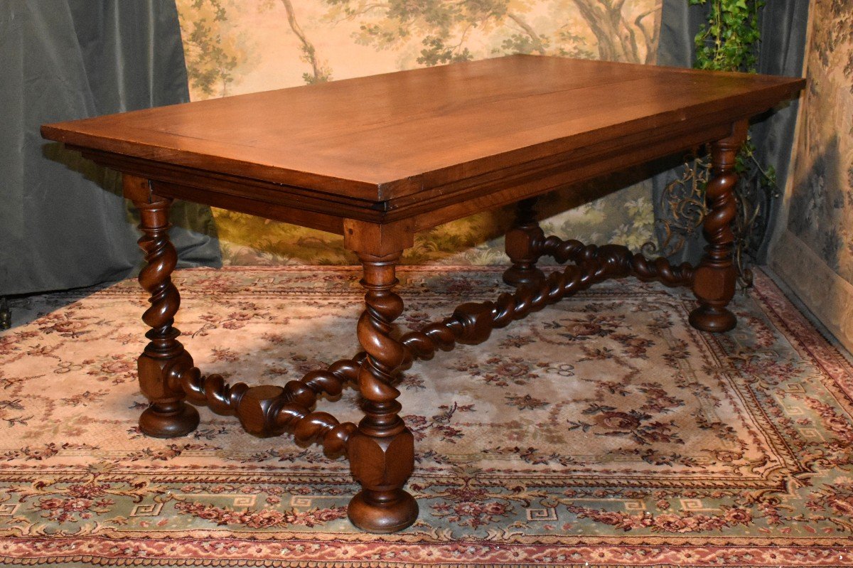 Table  De Salle à Manger ou de service De Style Louis XIII,  Pieds Torsades ou console       -photo-3