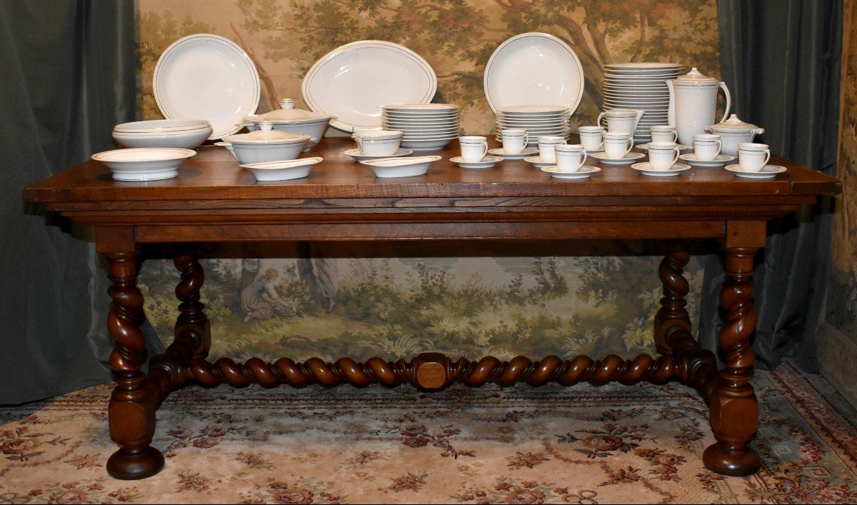 Table  De Salle à Manger ou de service De Style Louis XIII,  Pieds Torsades ou console       -photo-2