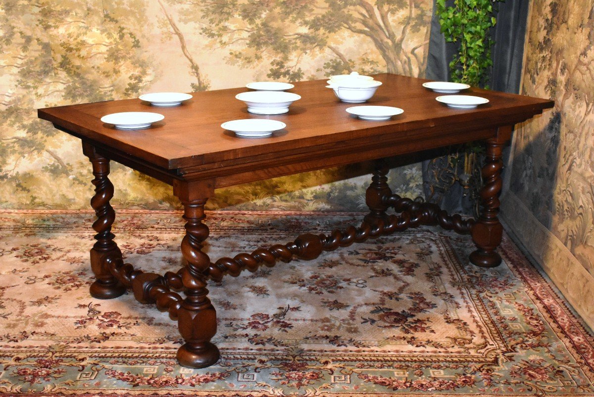 Table  De Salle à Manger ou de service De Style Louis XIII,  Pieds Torsades ou console       