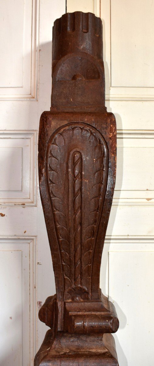 Architectural Element, Column, Renaissance Woodwork, 16th Century. Henry II Period-photo-3