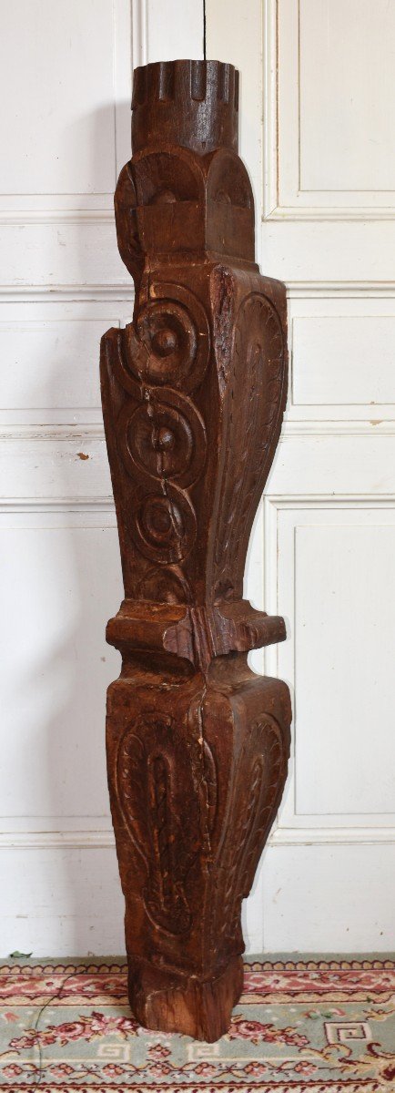 Architectural Element, Column, Renaissance Woodwork, 16th Century. Henry II Period-photo-4