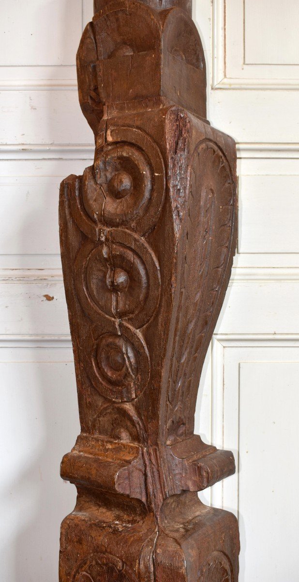 Architectural Element, Column, Renaissance Woodwork, 16th Century. Henry II Period-photo-2