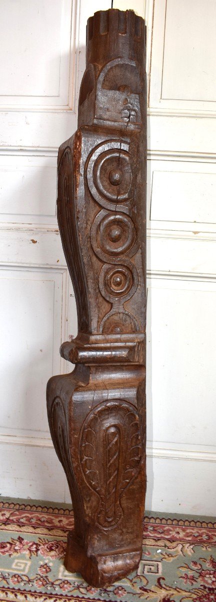 Architectural Element, Column, Renaissance Woodwork, 16th Century. Henry II Period-photo-3