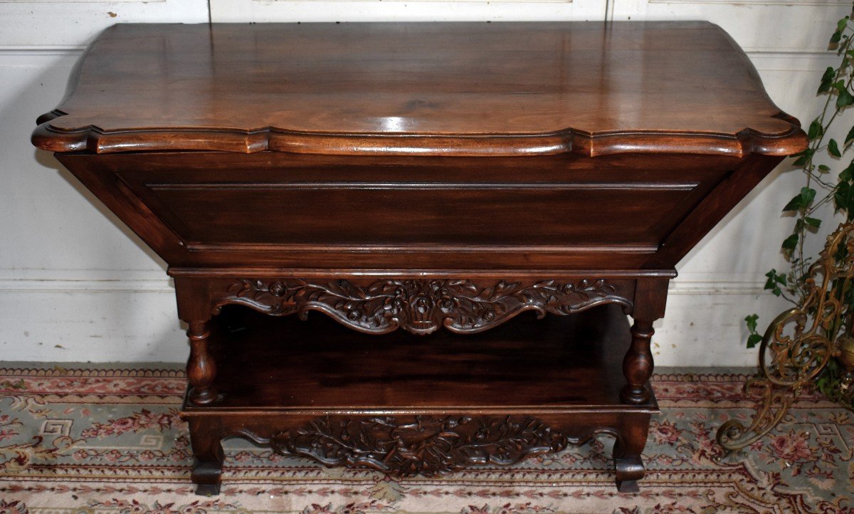 Louis XV Style Waxed Wood Provencal Kneading Trough, Basket Decorated With Musical Attributes And Flowers-photo-4