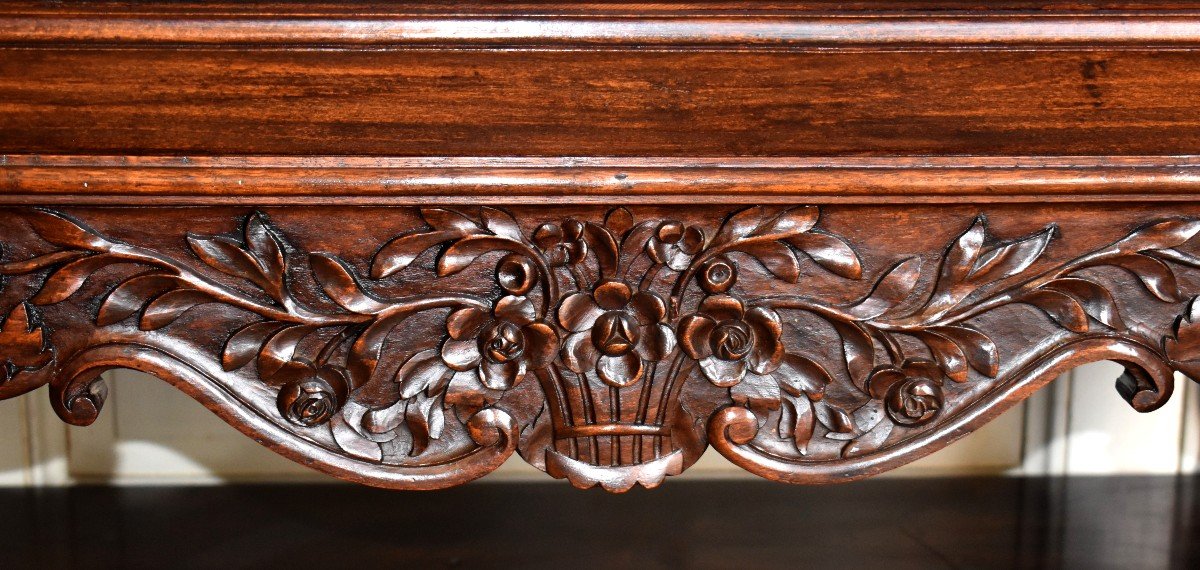 Louis XV Style Waxed Wood Provencal Kneading Trough, Basket Decorated With Musical Attributes And Flowers-photo-2