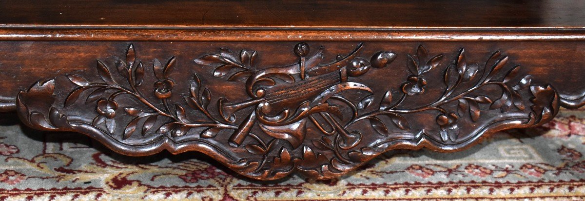 Louis XV Style Waxed Wood Provencal Kneading Trough, Basket Decorated With Musical Attributes And Flowers-photo-3