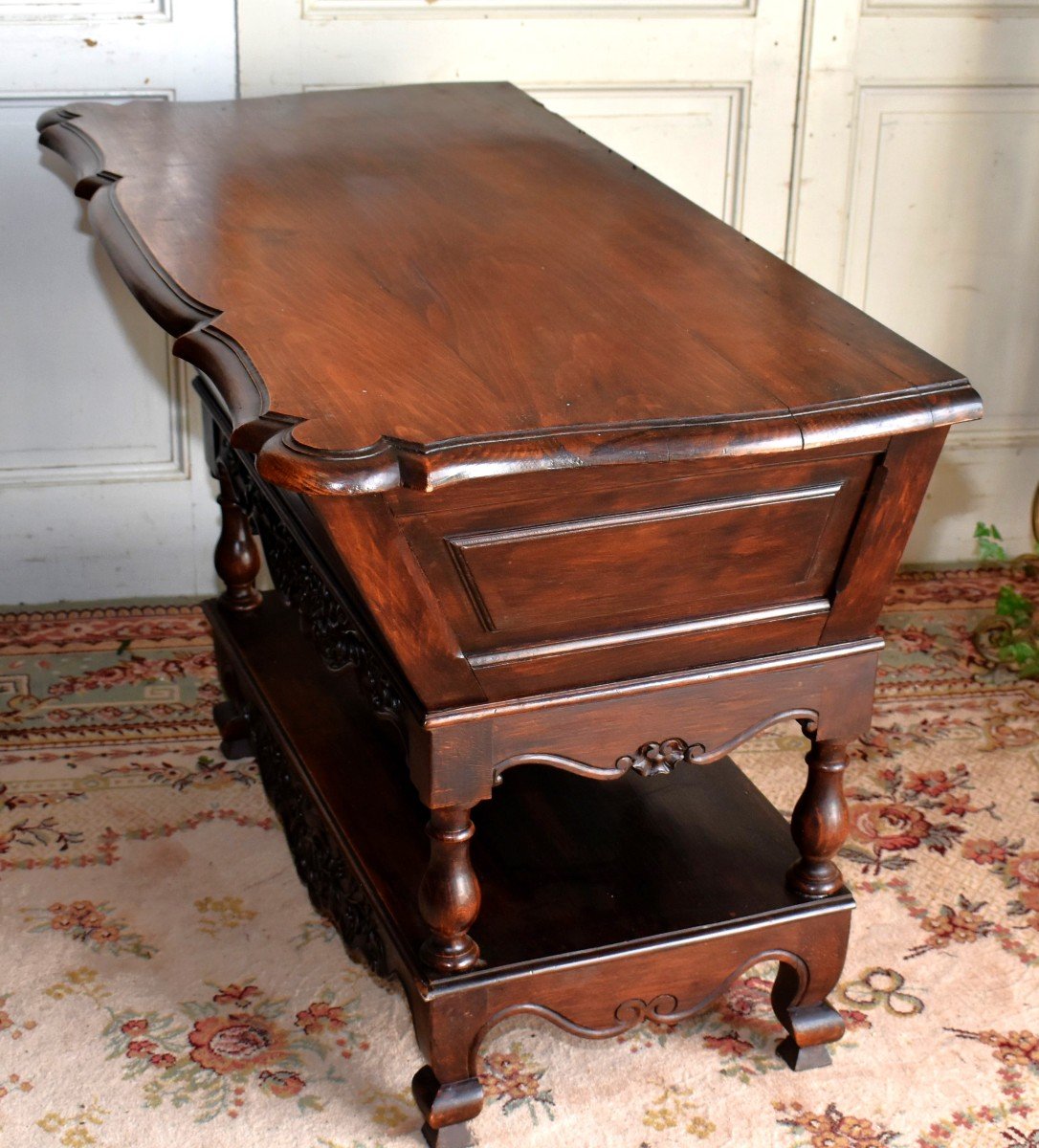 Louis XV Style Waxed Wood Provencal Kneading Trough, Basket Decorated With Musical Attributes And Flowers-photo-5