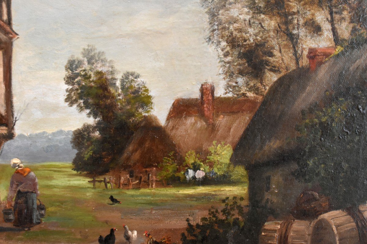 Karel. Painting Animated Scene Of Farmyard, Farmyard, Poultry And People, Countryside.-photo-4