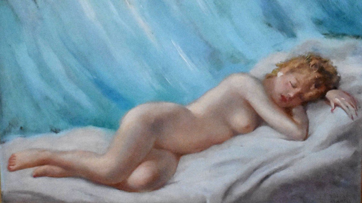 Robert Mahias (1890-1962) Female Nude, Framed Painting, Young Nude Woman, Reclining.            -photo-4