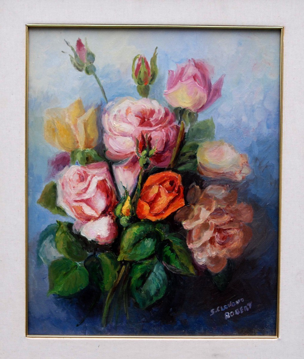 Painting, Oil Painting On Canvas With Bouquet Of Flowers.-photo-2