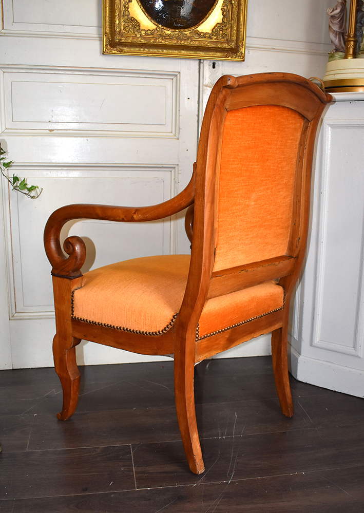 Armchair Walnut Walnut, Restoration Era, XIX.-photo-3