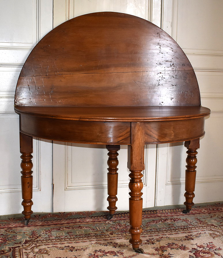 Half Moon Table Walnut, Nineteenth.-photo-1