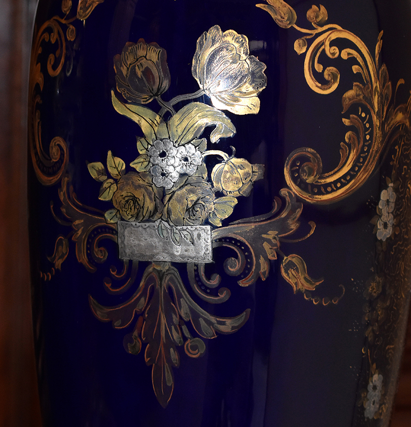 Paire De Grands Vases, Vase  En Porcelaine,  Bleu De Four, Guérin Limoges , -photo-5