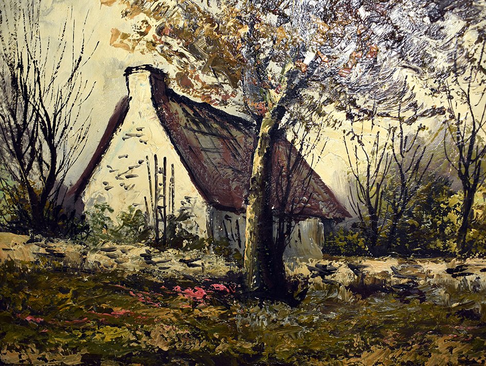 Robert Mogisse . Paire De Tableaux, Paysage Sous Bois, Huile Sur Toile Encadrée.-photo-5