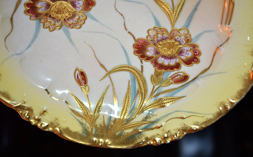 Delignières (1879-1900) Decorative Plate Porcelain Limoges, Hand Painted Decor.-photo-4