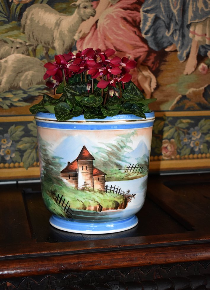 Cache Pot En Porcelaine De Limoges, Peint Main, XIX ème.-photo-4