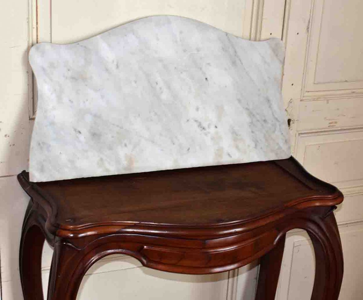 Mahogany Console From Napoleon III Period, Support Furniture, White Marble Top, XIXth.-photo-7