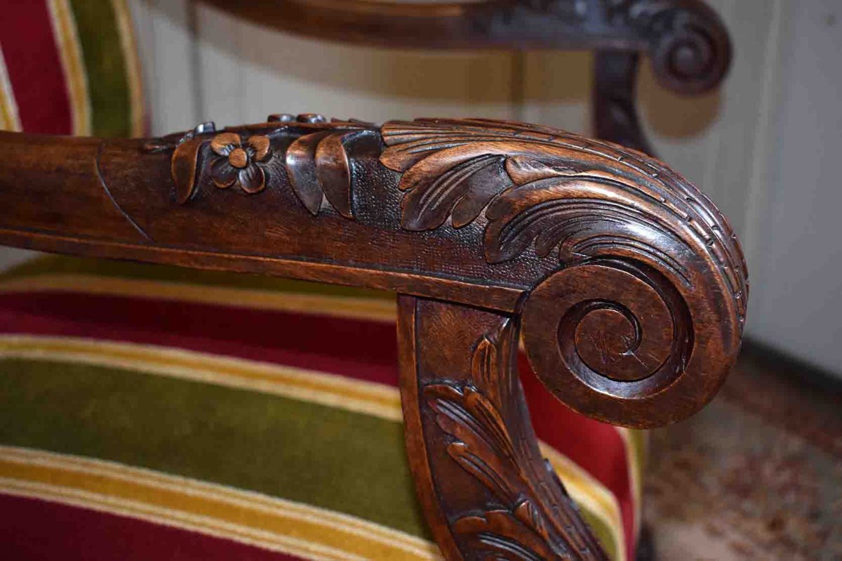 Paire De Grands Fauteuils De Style Renaissance -photo-3