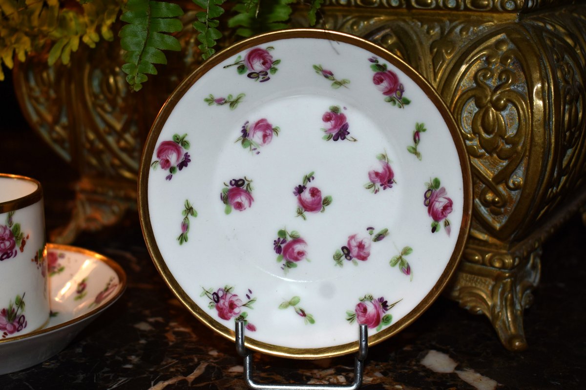 Paire De Tasses "litron" de collection, porcelaine de Limoges, décor roses de limoges, peint main.-photo-5