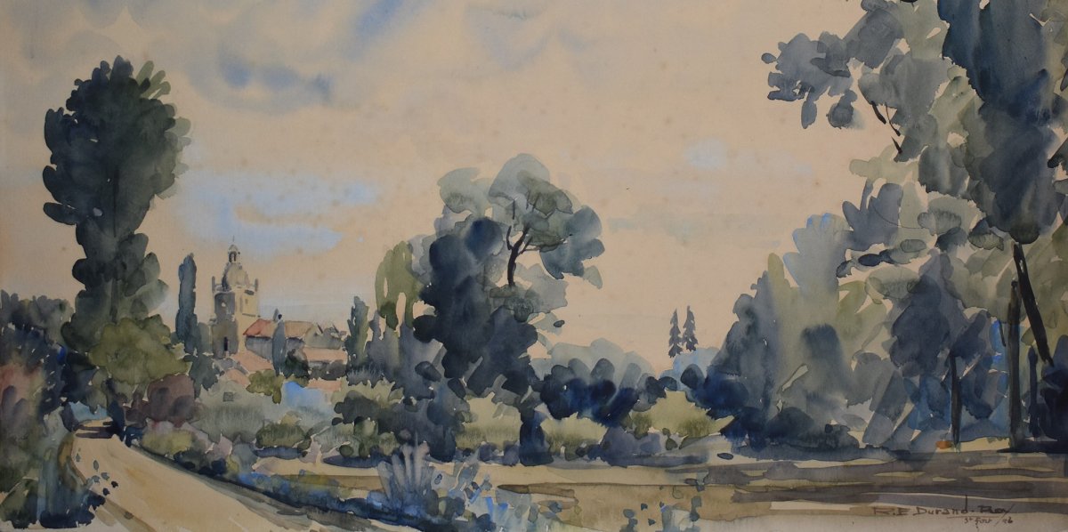 René Emile Durand - Roy (1894-1970) Aquarelle De Saint-Fort-Sur-Gironde,  Eglise Saint Fortunat-photo-8