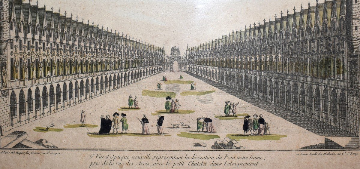 Framed Optical View, 18th Century Engraving, Grabriel Huquier Fils (1730-1805); Notre Dame-photo-2