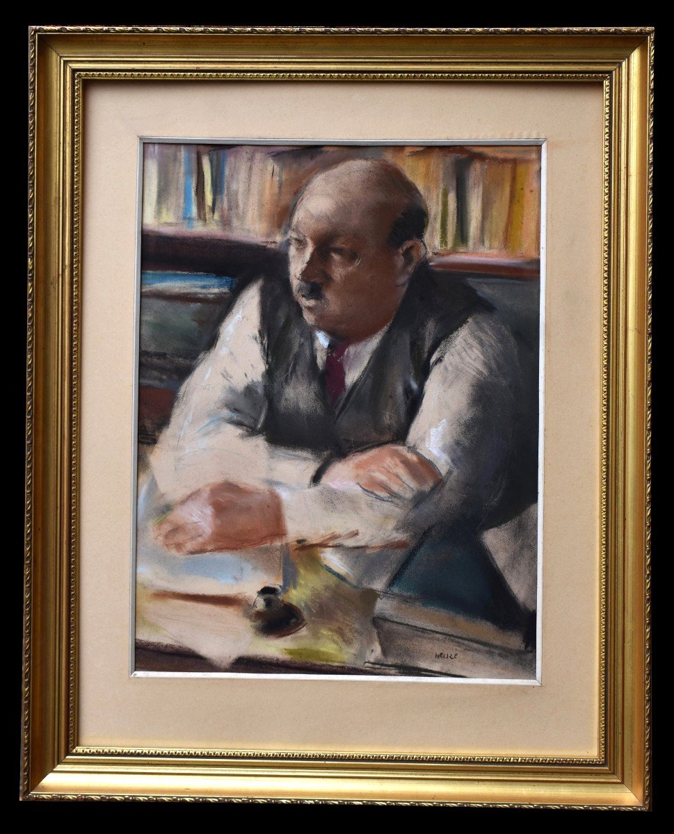 Edmond Amédée Heuzé (1884-1967). Pastel, Portrait De Maurice Bigot Directeur du journal l'Intransigeant, Presse .