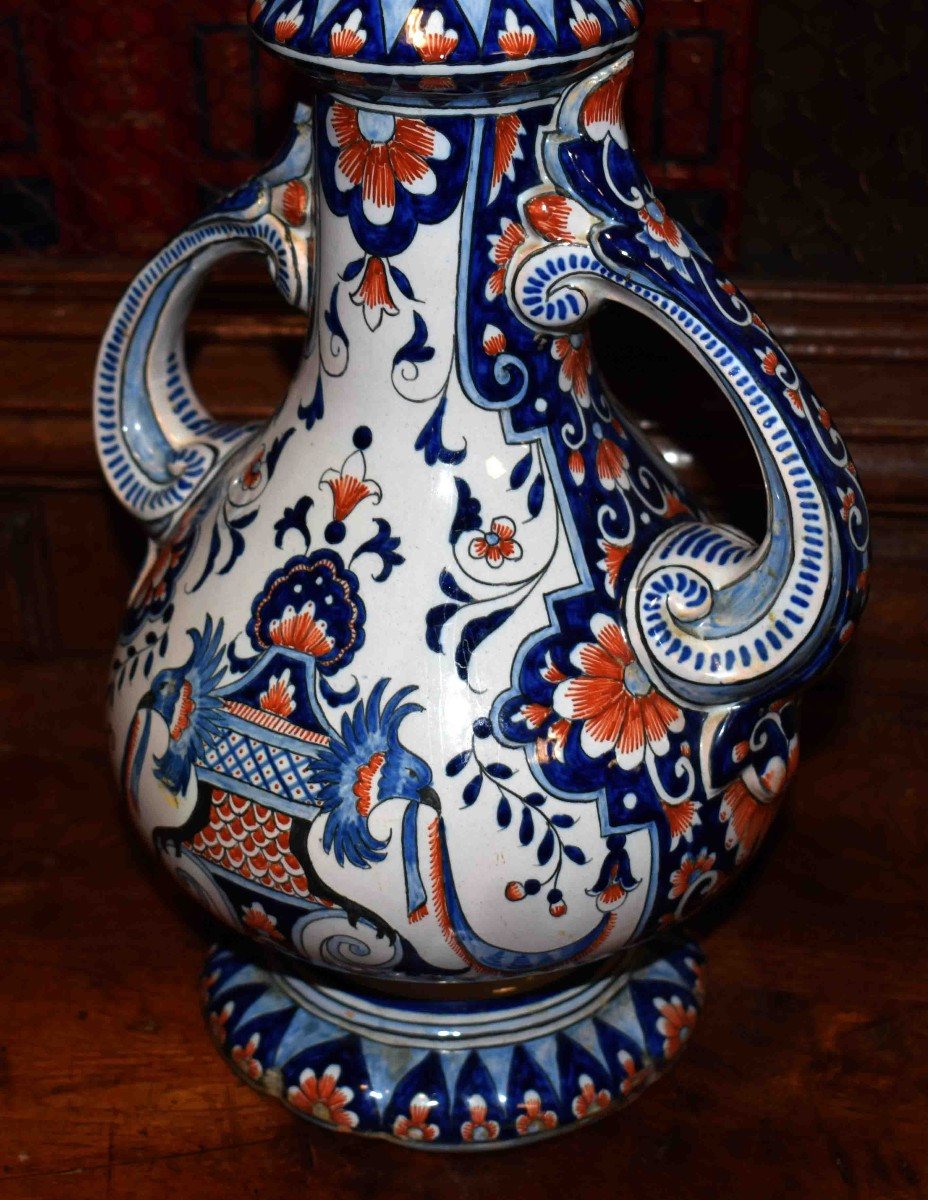 Grand Vase En Faïence De Quimper, La Hubaudière, Fin XIXe - Début XXe,  Décor Rouen.-photo-3