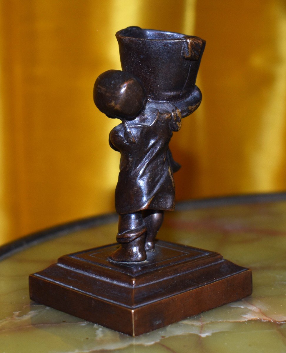 Bronze Sculpture, Statuette Subject Tom Thumb And The Boot Of Seven Leagues-photo-4