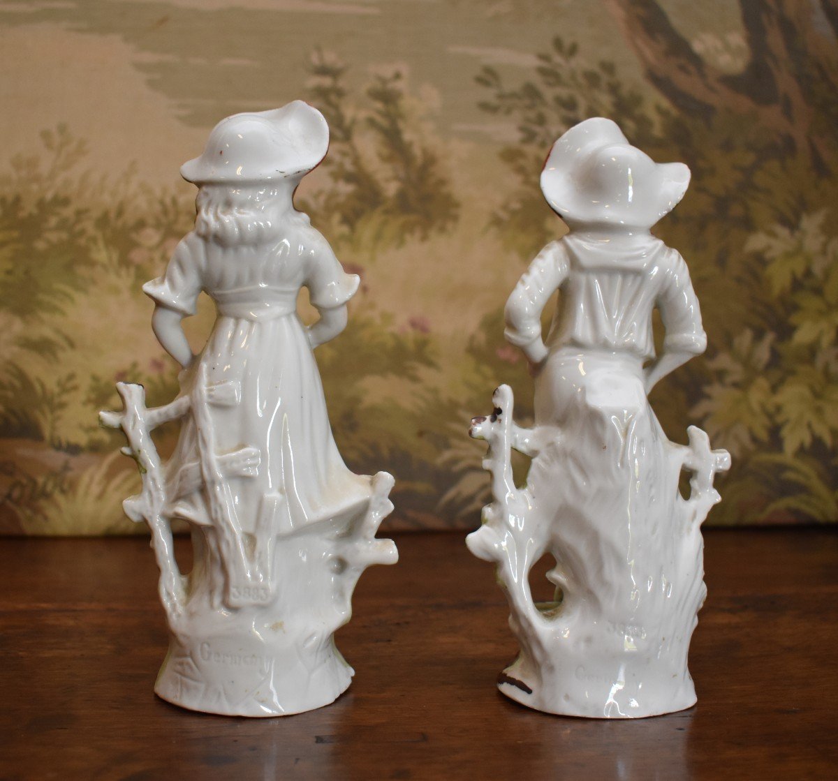 Paire De Figurines Berger Et Bergère, Statuettes En Porcelaine Allemande, Début XXe-photo-3