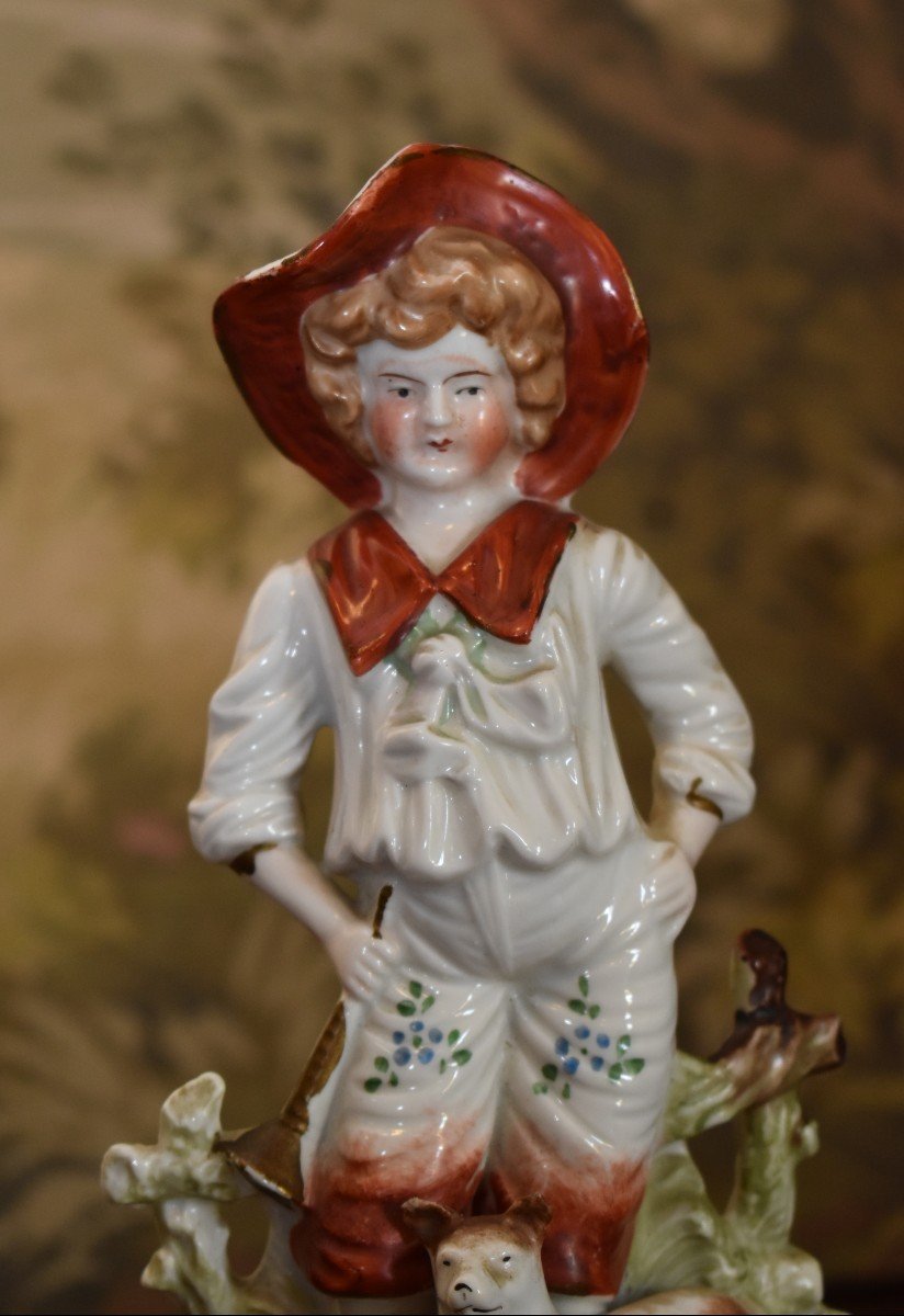 Paire De Figurines Berger Et Bergère, Statuettes En Porcelaine Allemande, Début XXe-photo-2