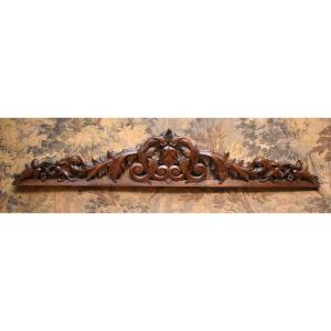 Solid Oak Woodwork Element, Carved And Openwork, Pediment For Door Window Decoration 