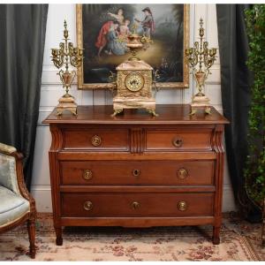  Commode  Louis XVI En Bois Naturel , région sud ouest  , Fin Du XVIIIe début XIXe            