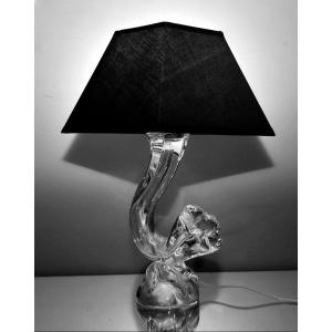 Crystal Lamp Signed Daum