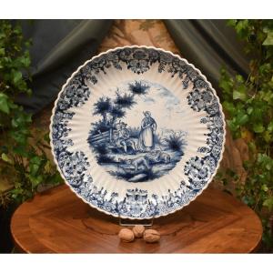 Camaïeu De Bleu Pastoral Scene Decor, In The Style Of Delft, Signed Ivk