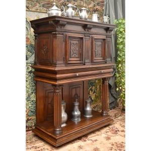 Renaissance Credenza With Pilasters, Corinthian Columns And Capitals, Louis XIII Cabinet Dresser