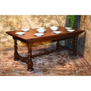 Table  De Salle à Manger ou de service De Style Louis XIII,  Pieds Torsades ou console       