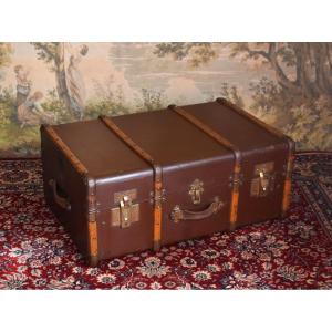 Flat Transport Trunk, Large Covered Wooden Suitcase, Travel Trunk.