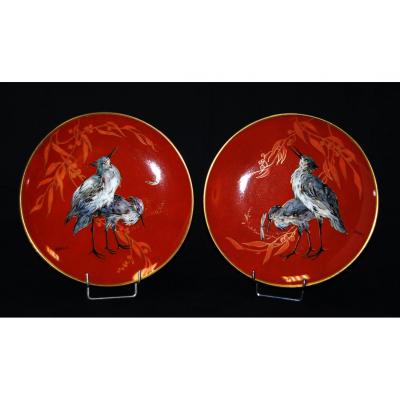 Pair Of Limoges Porcelain Plates Hand Painted.